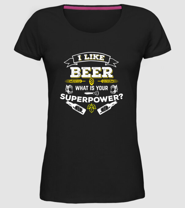 i like beer model negru pe tricou
