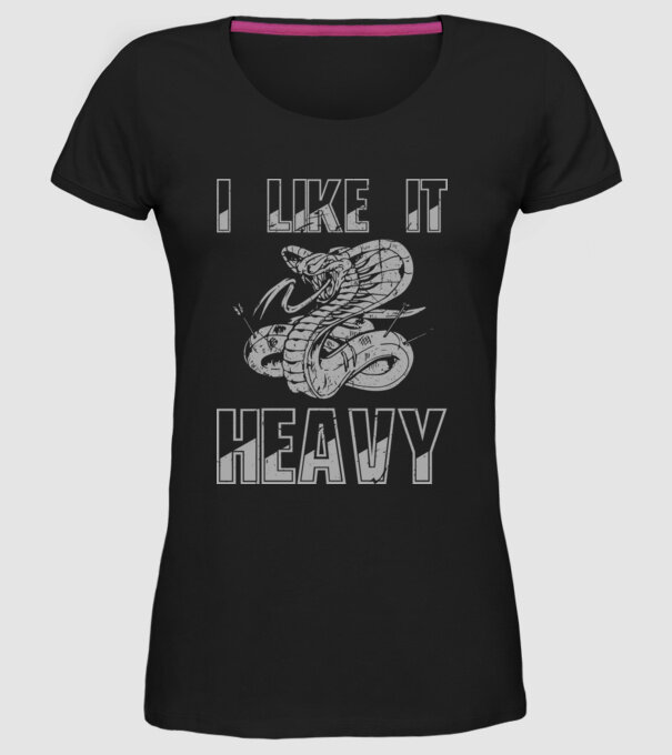 I like it heavy model negru pe tricou