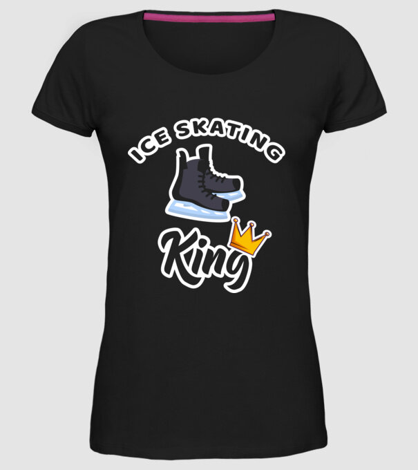Ice skatin King model negru pe tricou