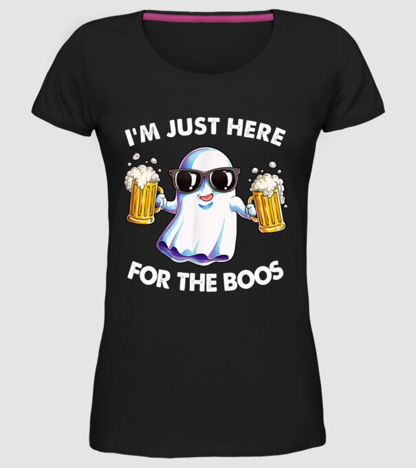 Im just here for the boos model negru pe tricou