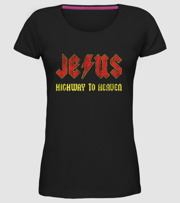 JESUS HIGHWAY TO HEAVEN model negru pe tricou