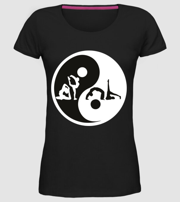 Yoga yin-yang model negru pe tricou
