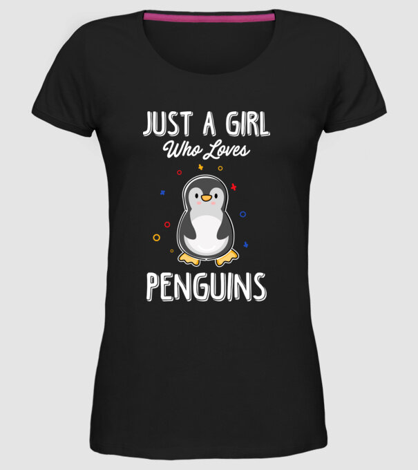 Just a girl who loves Penguins white model negru pe tricou