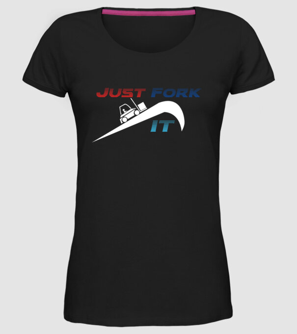 Just Fork It model negru pe tricou