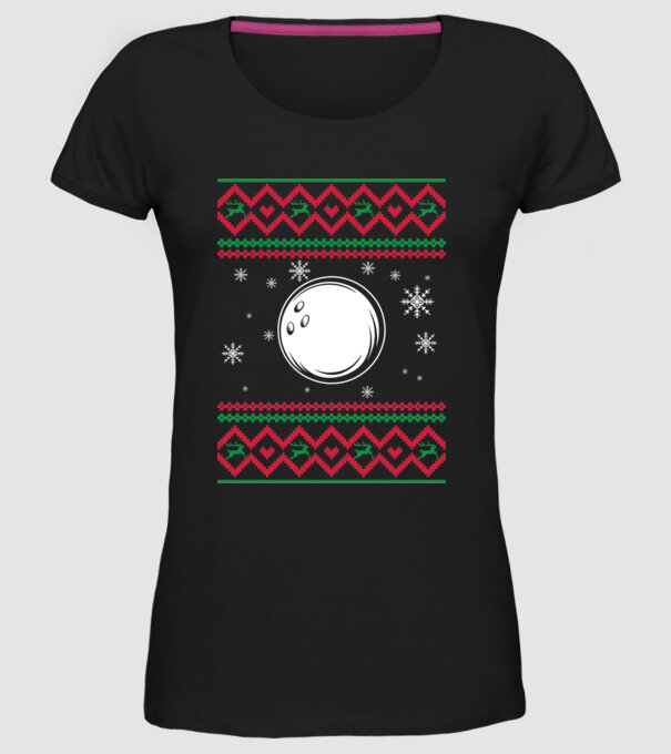 Model tricotat de Crăciun - bowling model negru pe tricou