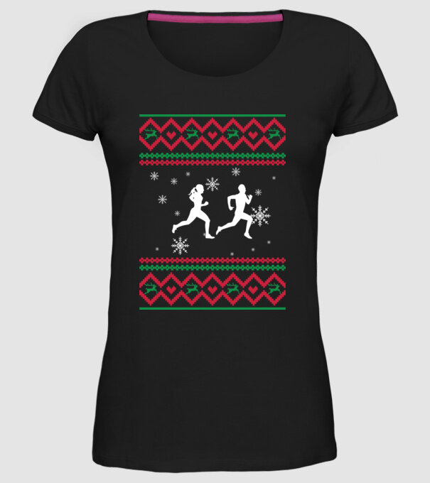 Model tricotat de Crăciun - alergători model negru pe tricou