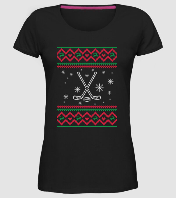Model tricotat de Crăciun - hochei model negru pe tricou