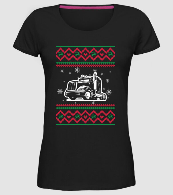 Model tricotat de Crăciun - camion model negru pe tricou
