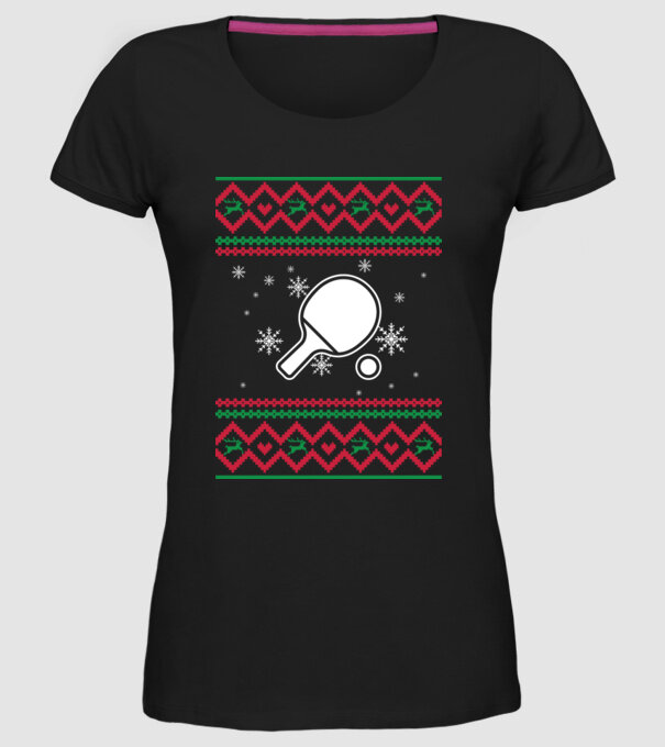 Model tricotat de Crăciun - tenis de masă model negru pe tricou