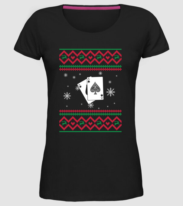 Model tricotat de Crăciun - poker model negru pe tricou