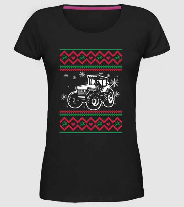 Model tricotat de Crăciun - tractorist model negru pe tricou