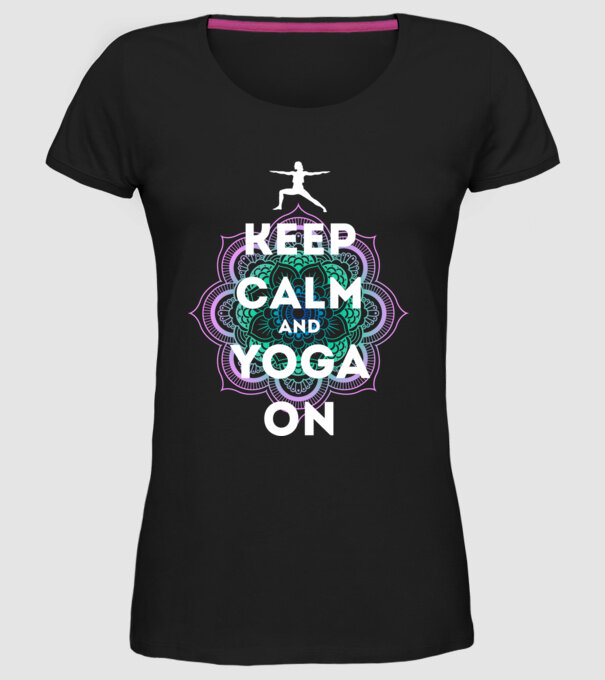 keepcalm yoga white model negru pe tricou