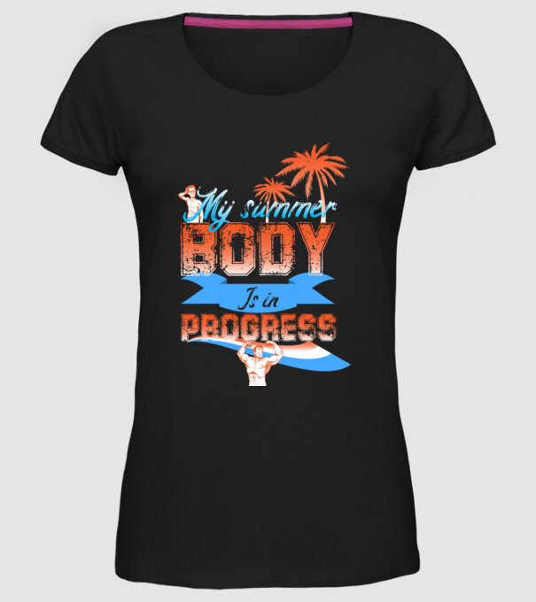 Mă pregătesc pentru vară model negru pe tricou