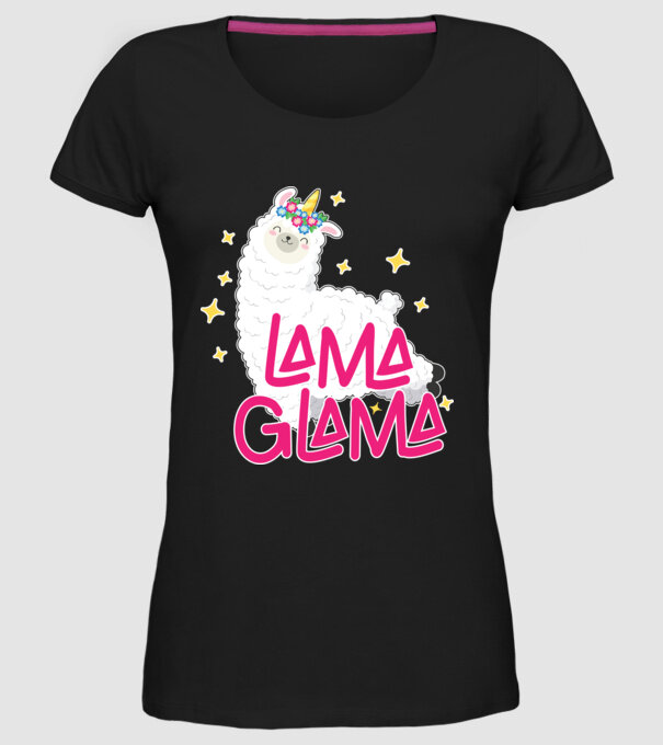Lama glama model negru pe tricou