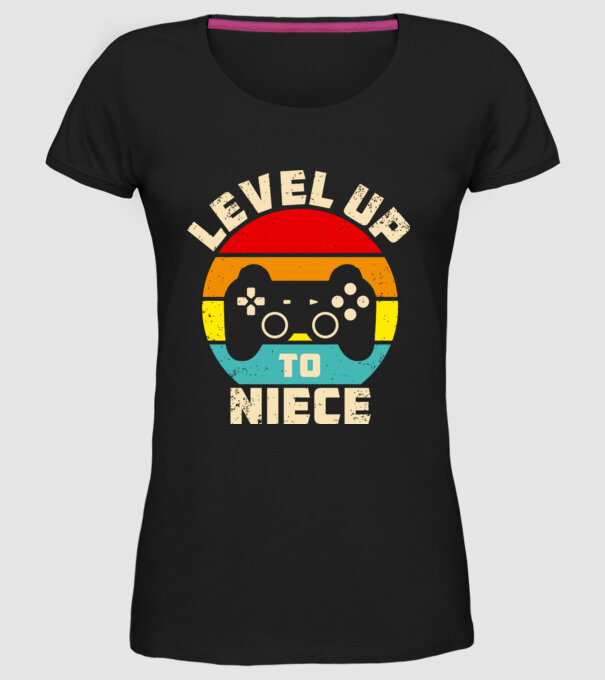 Level Up Niece model negru pe tricou