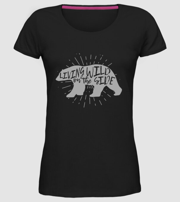 Living on a wild side X model negru pe tricou