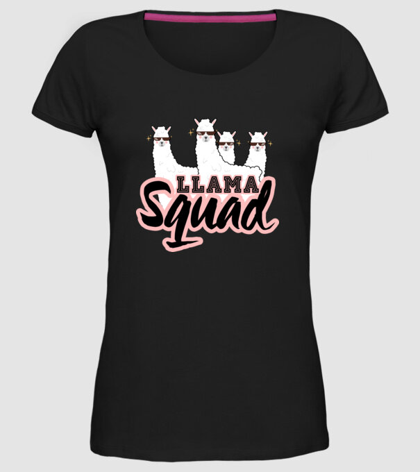 Llama squad model negru pe tricou