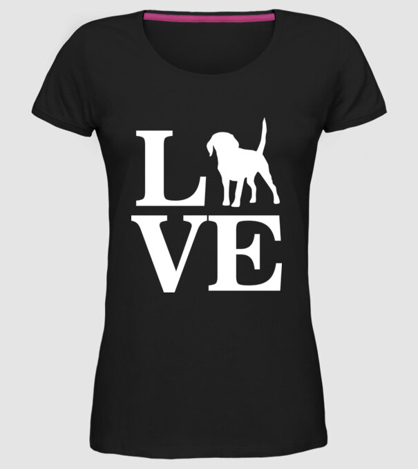 LOVE BEAGLE model negru pe tricou