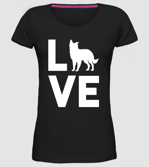 LOVE Border Collie model negru pe tricou