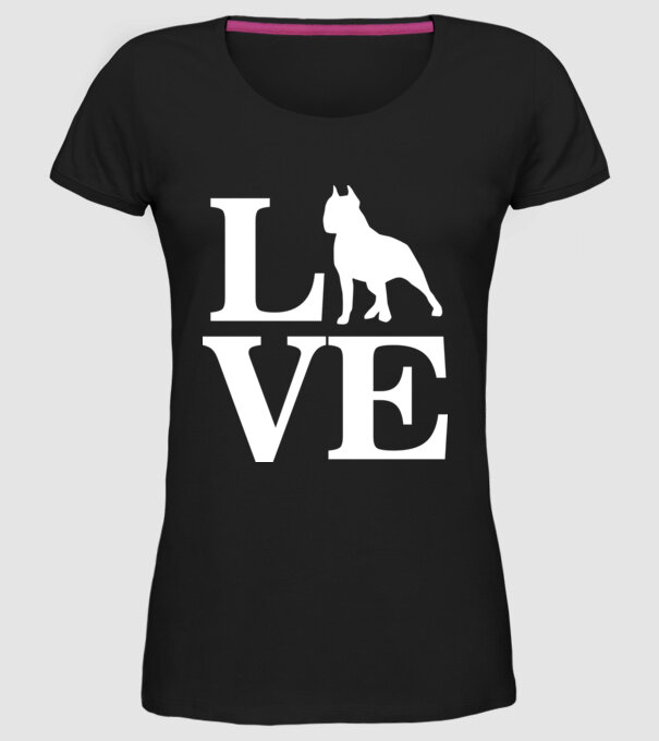 LOVE BULLDOG model negru pe tricou