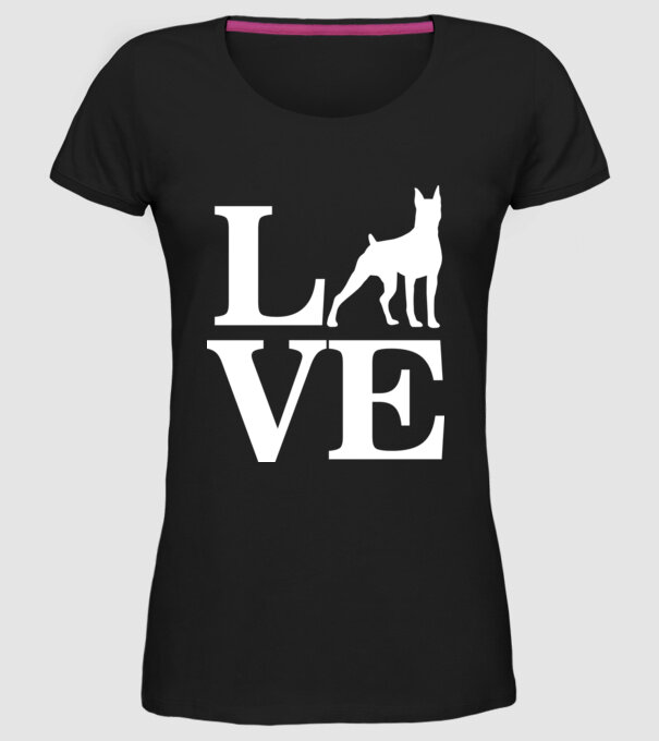 LOVE DOBBERMAN model negru pe tricou