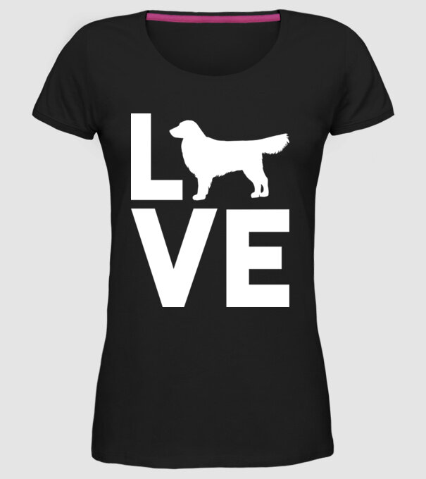 LOVE Golden Retriever model negru pe tricou