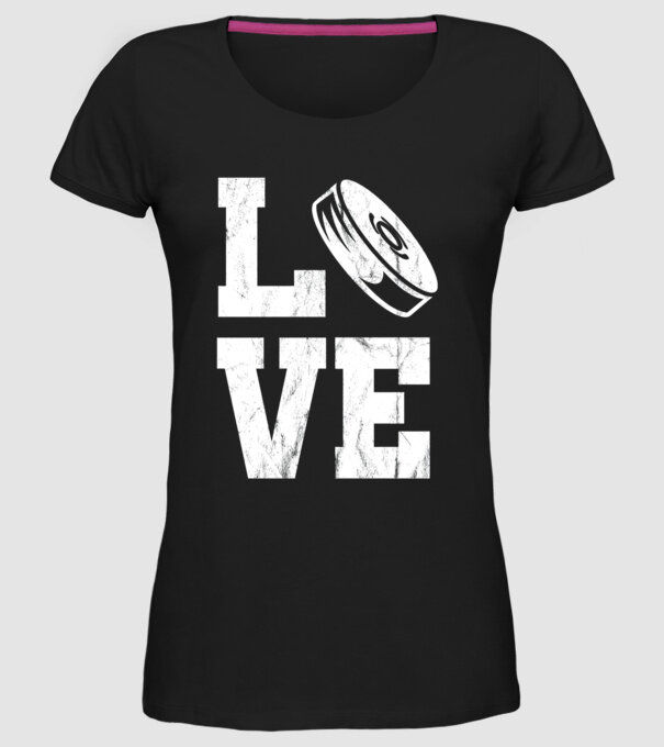 Love hockey model negru pe tricou