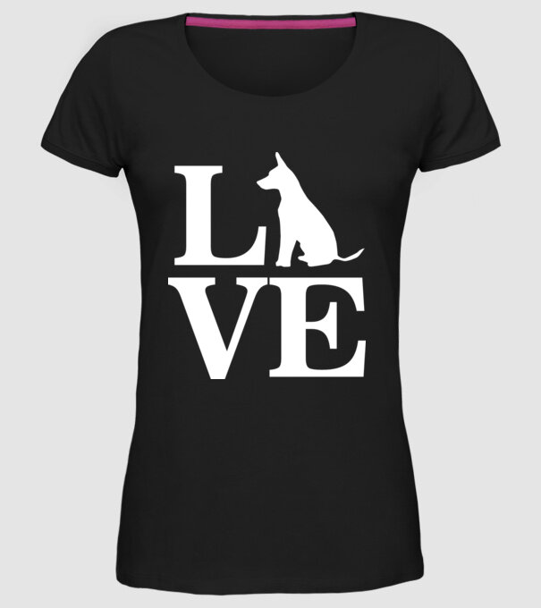 Love câini model negru pe tricou