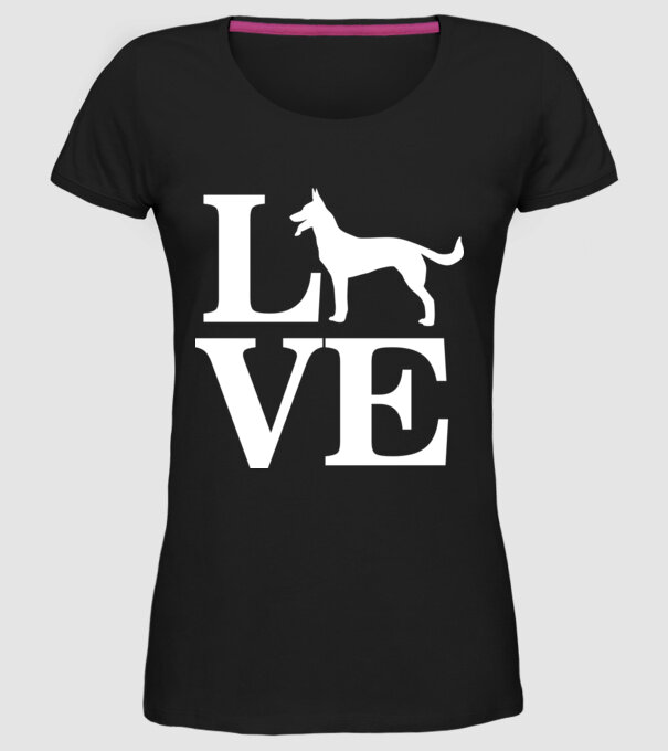 LOVE CIOBANESC GERMAN model negru pe tricou