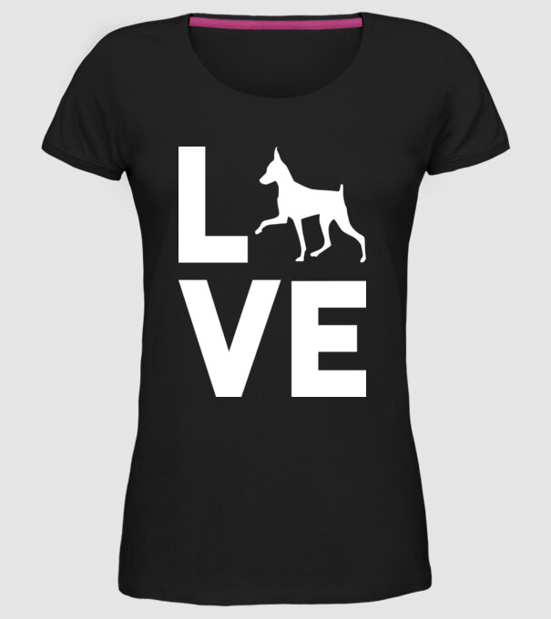 LOVE Pinscher model negru pe tricou