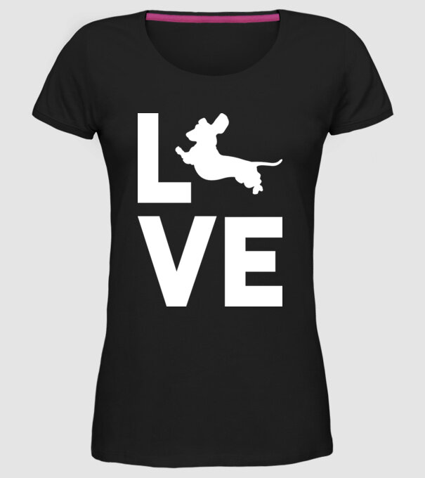 LOVE Teckel model negru pe tricou