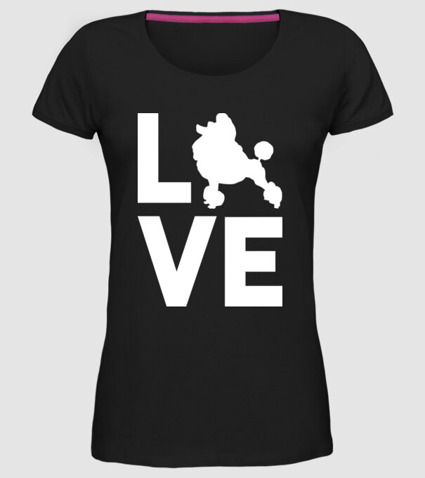 LOVE Pudel model negru pe tricou