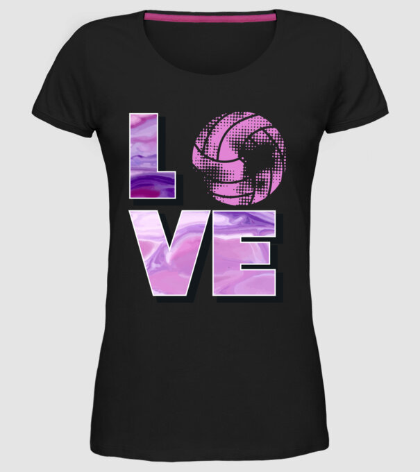 Love volleyball model negru pe tricou