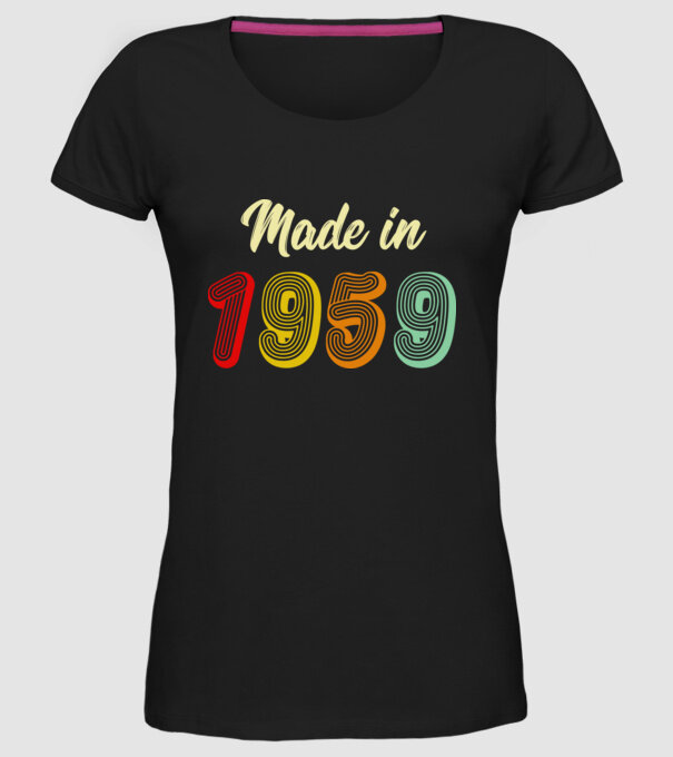 made in 1959 retro model negru pe tricou