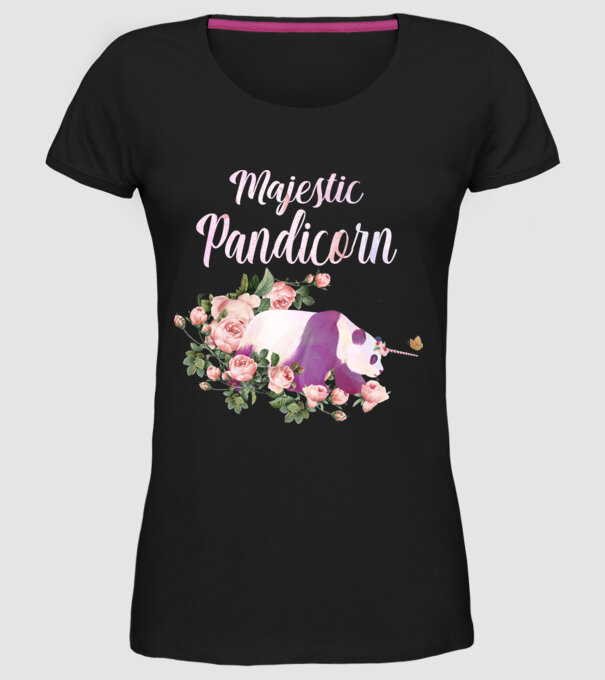 Majestic pandicorn model negru pe tricou