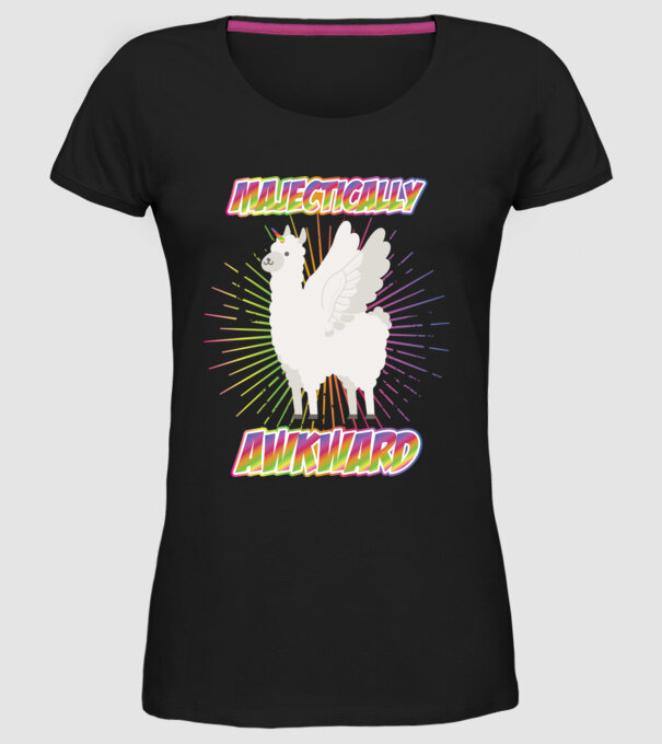 Majestically Awkward model negru pe tricou