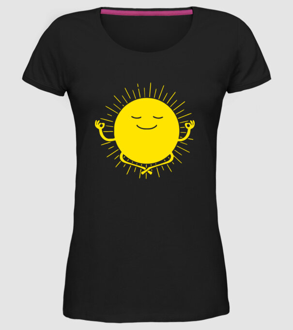 Soare meditând model negru pe tricou