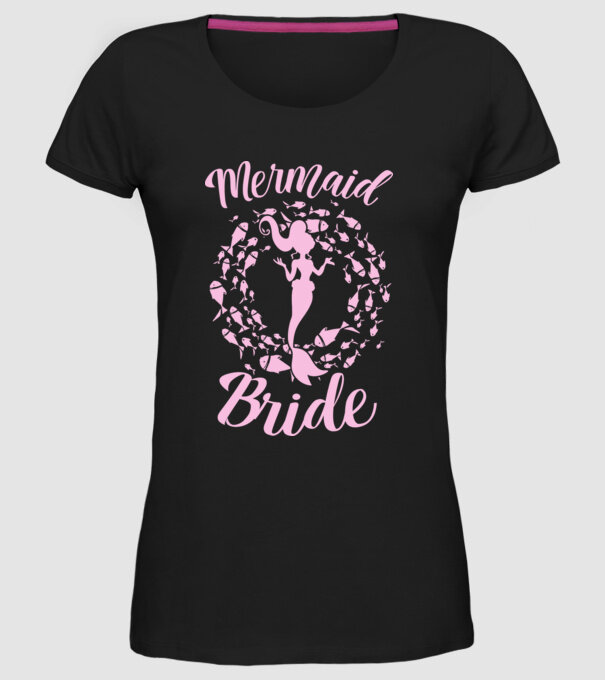 Mermaid Bride model negru pe tricou