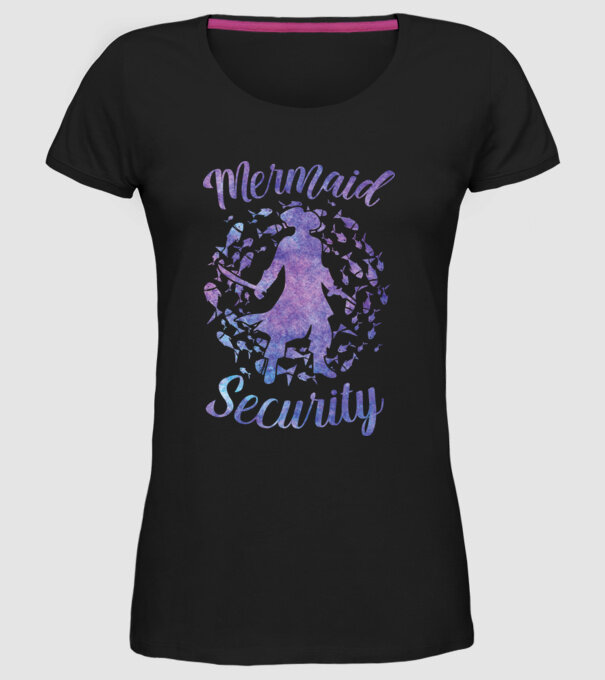 Mermaid Security boys aquarell model negru pe tricou