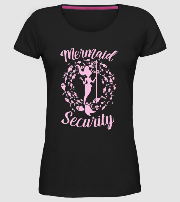 Mermaid Security girls model negru pe tricou