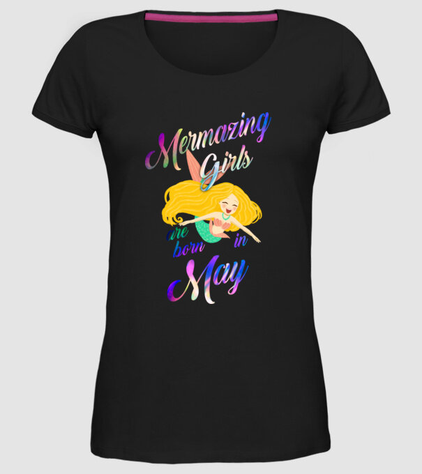 Mermazing girls are born may model negru pe tricou