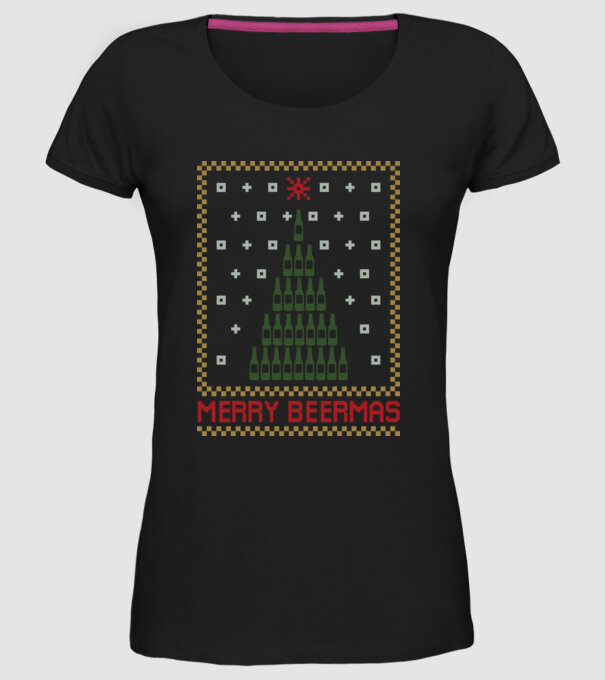 Merry Beermas model negru pe tricou