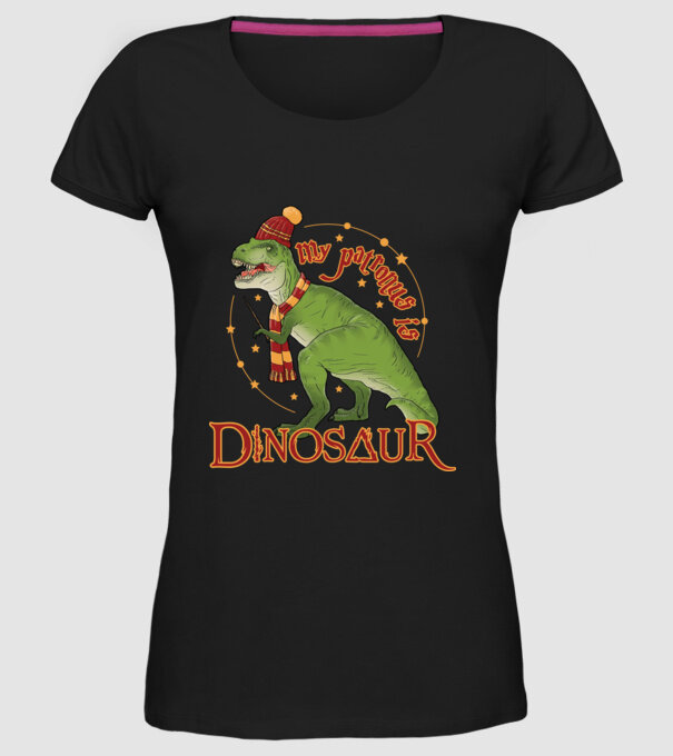 My patronus is dinosaur model negru pe tricou
