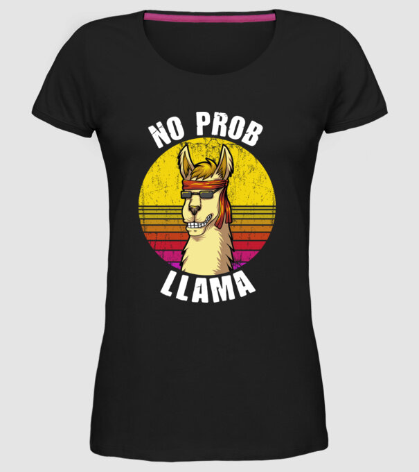 No Prob LLama - Láma model negru pe tricou