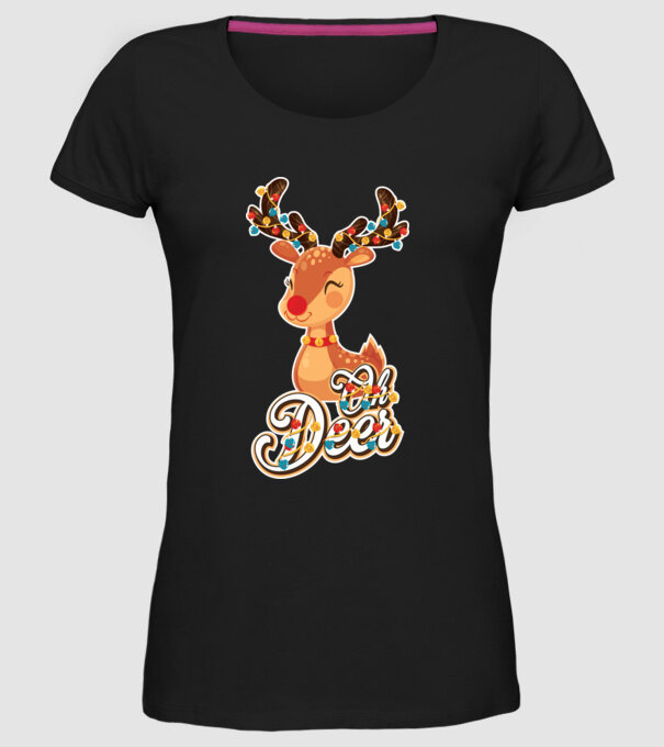 Oh deer model negru pe tricou