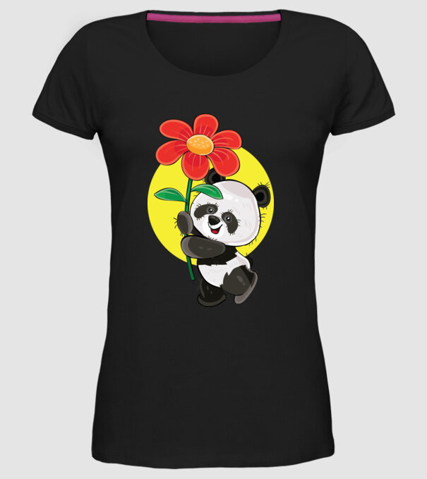 Dragoste panda model negru pe tricou
