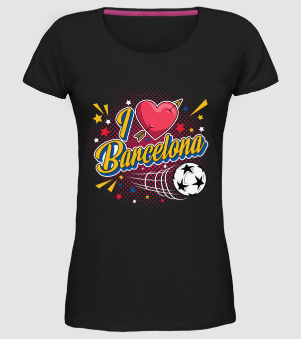 Popart Barcelona model negru pe tricou