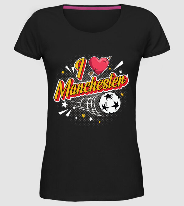Popart Manchester model negru pe tricou