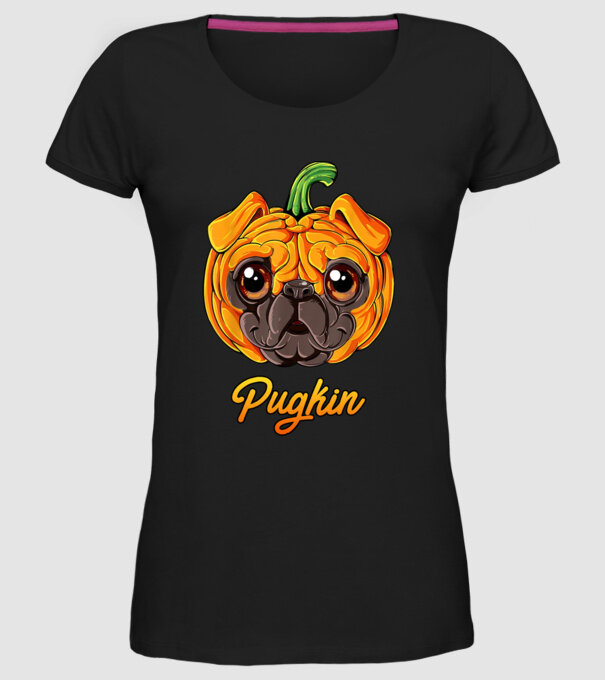 Pugkin model negru pe tricou