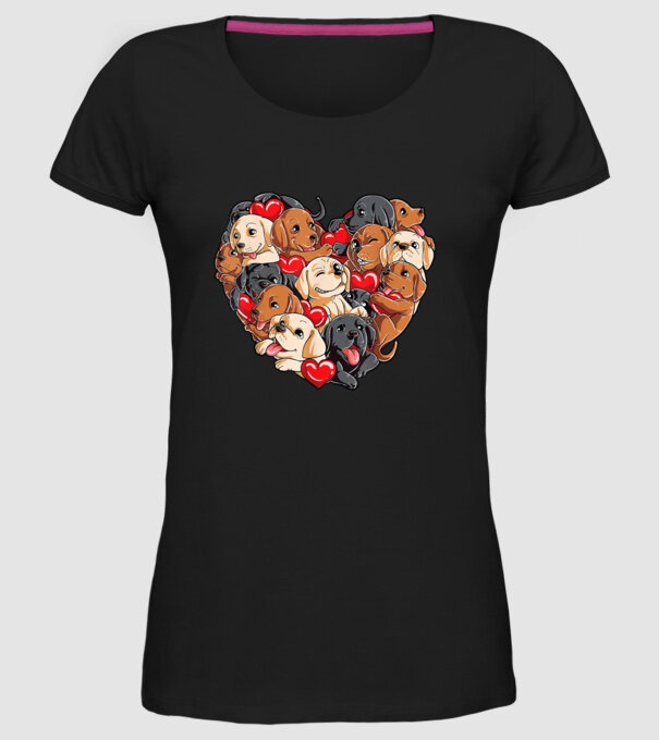 Puppy Heart model negru pe tricou